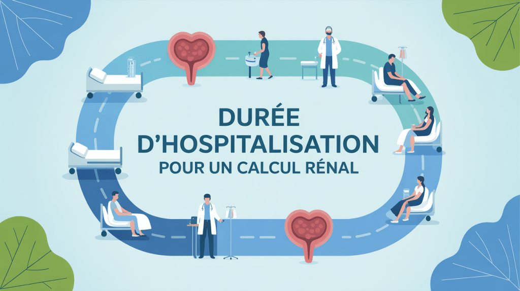 calcul rénal durée hospitalisation illustration médicale rassurante