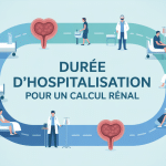 calcul rénal durée hospitalisation illustration médicale rassurante
