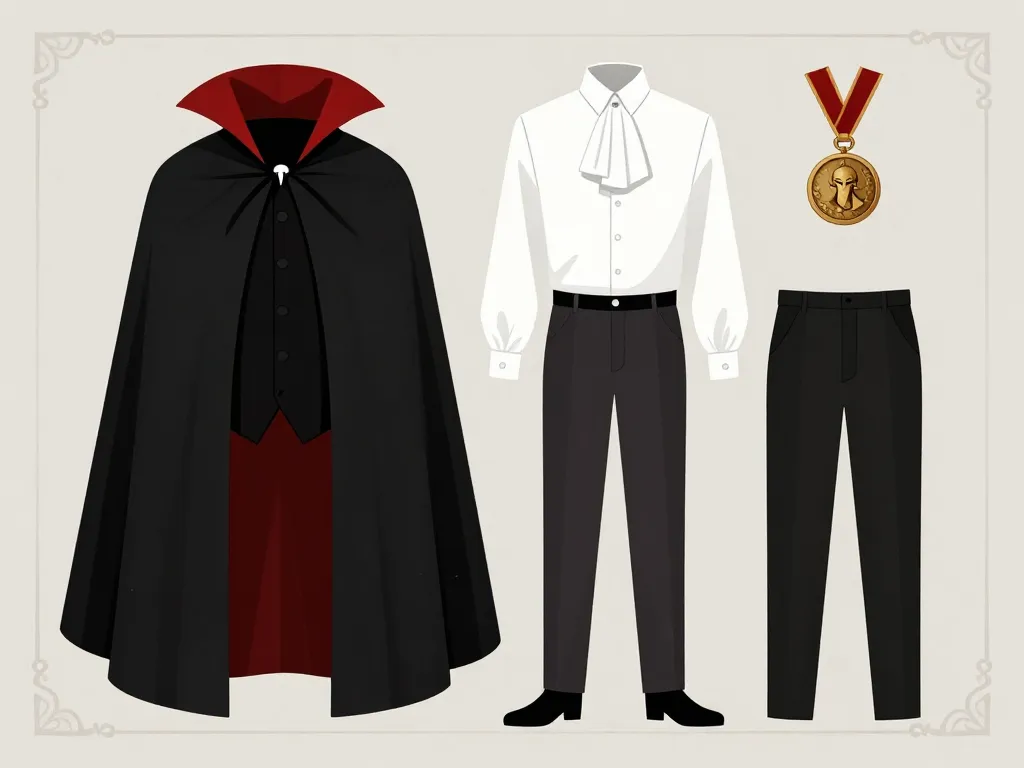 Guide visuel des éléments d’un costume vampire Dracula crédible
