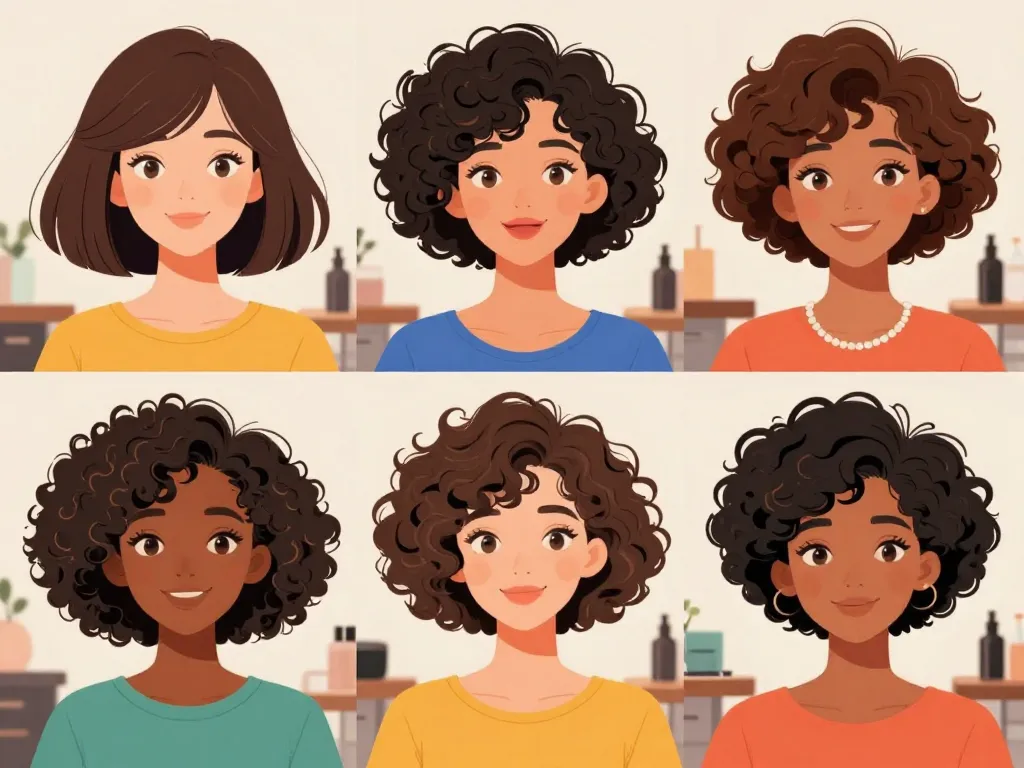 exemples coupes courtes pour cheveux épais et frisés salon