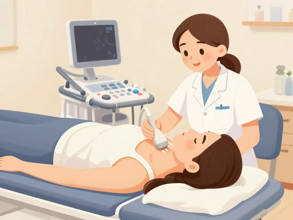 scene examen echographie cervicale patient radiologue