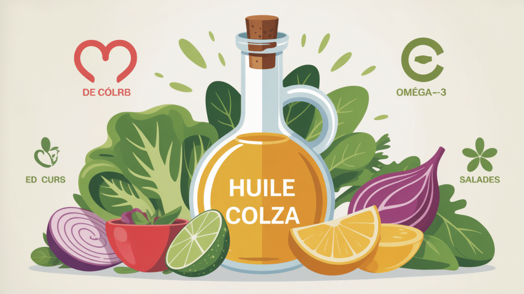 illustration huile de colza danger usages bienfaits oméga-3