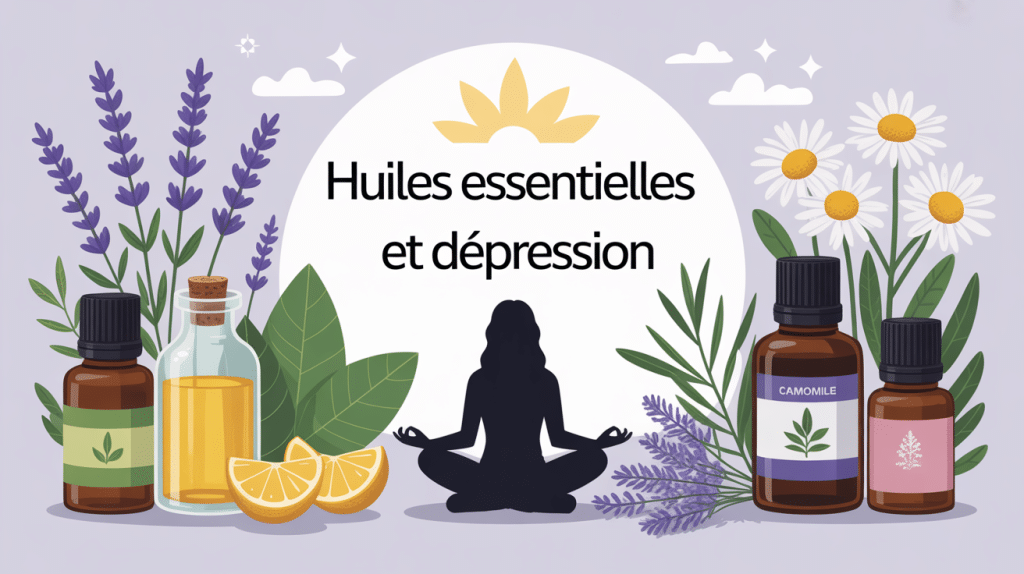 illustration huile essentielle depression bienfaits plantes relaxation