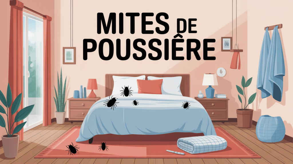 illustration éducative mite de poussiere dans maison