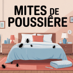 illustration éducative mite de poussiere dans maison