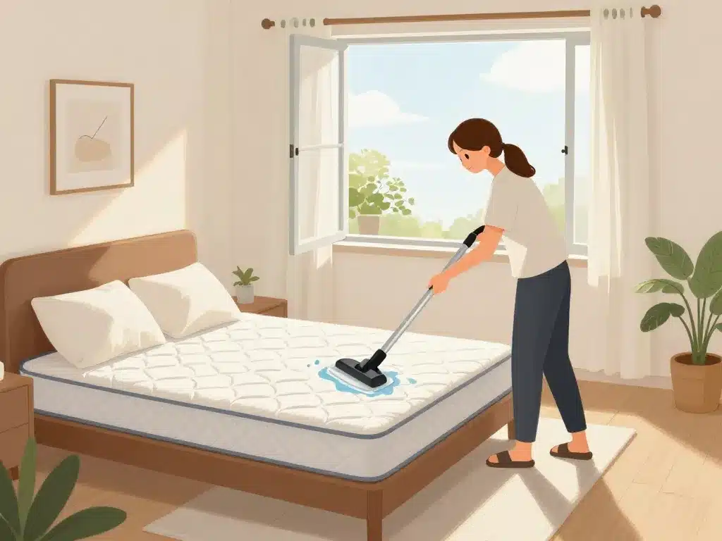 illustration nettoyage chambre mite de poussiere