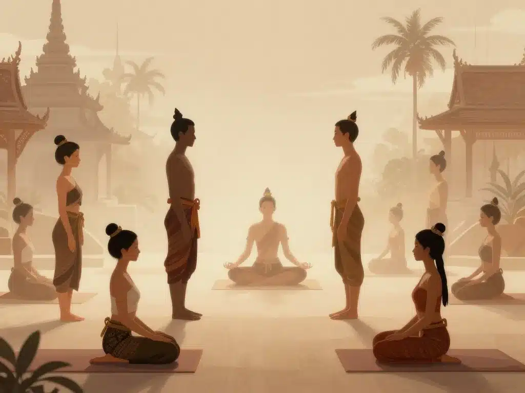 Origine pantalon thailandais traditionnel scène illustrée