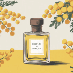 illustration parfum au mimosa ambiance dorée