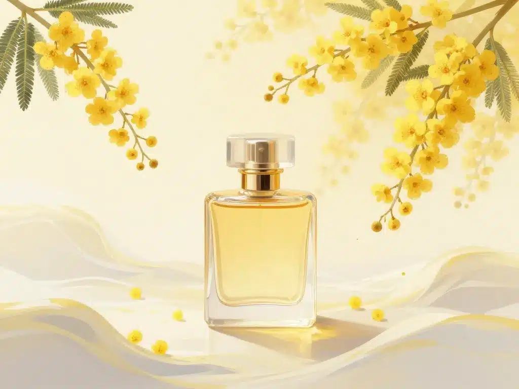 dessin parfum au mimosa fleurs dorées