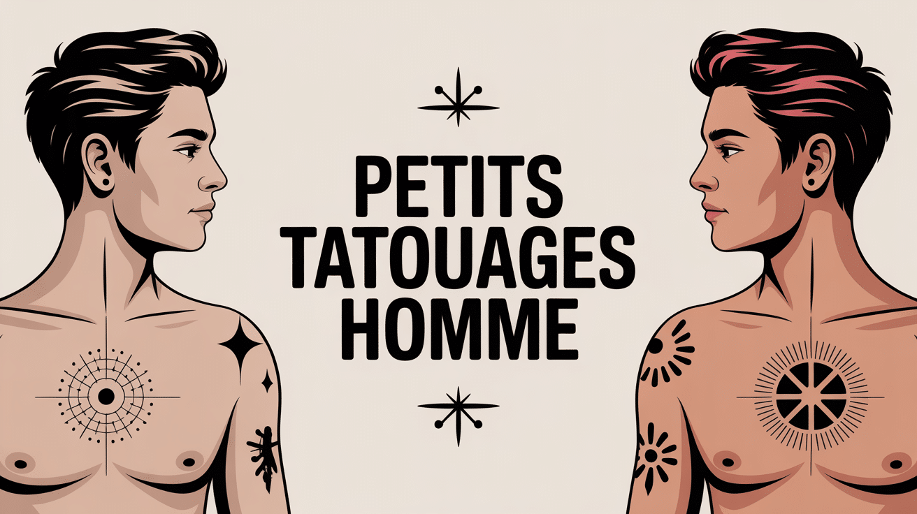 illustration élégante petits tatouages homme sur différentes zones