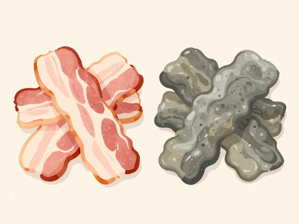 Peut on manger des lardons périmés comparaison visuelle lardons frais et périmés