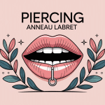 illustration centrale piercing anneau labret sur bouche élégante