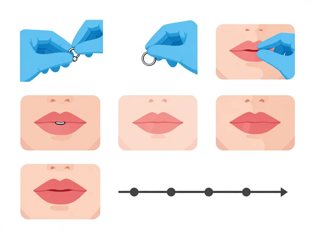 diagramme pose et tailles piercing anneau labret