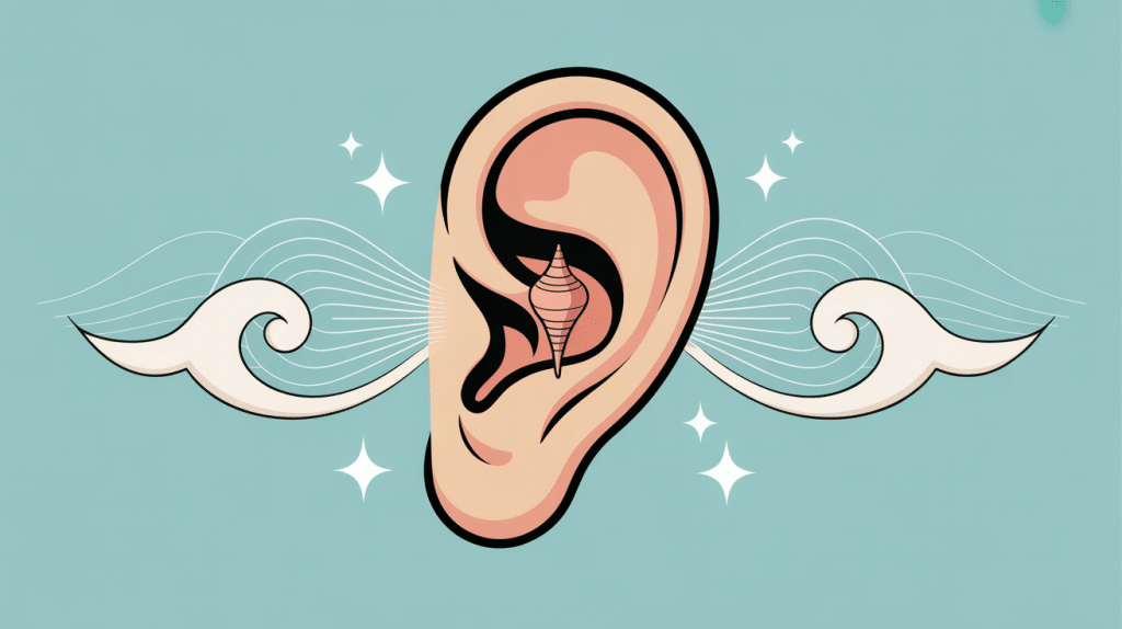 illustration piercing conch bienfaits oreille stylisée ambiance zen