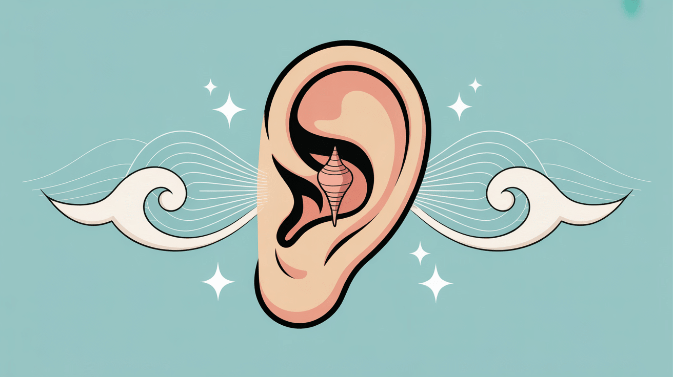 illustration piercing conch bienfaits oreille stylisée ambiance zen