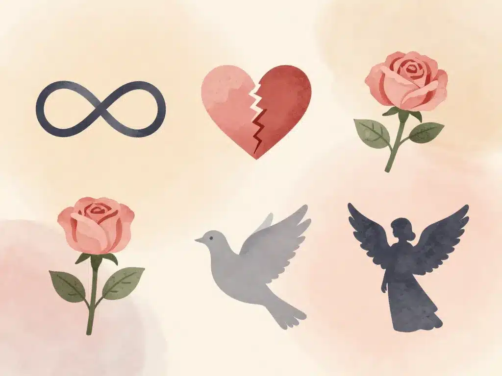 motifs symboliques tatouage deuil infinity rose colombe