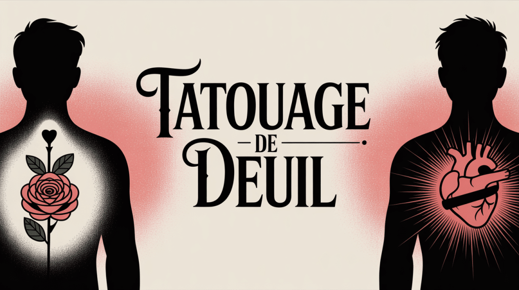 illustration réconfortante tatouage deuil avec rose colombe cœur