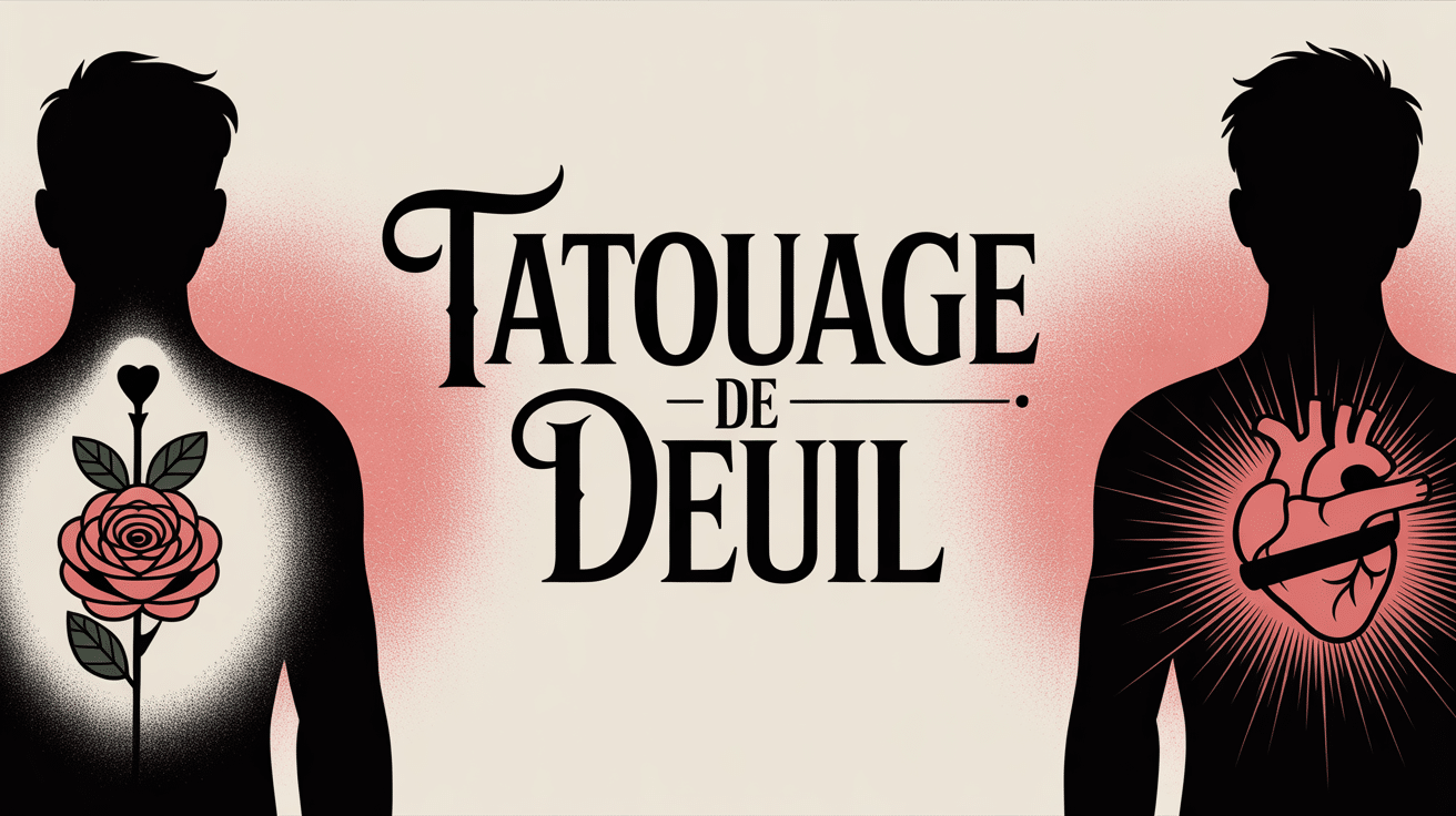 illustration réconfortante tatouage deuil avec rose colombe cœur