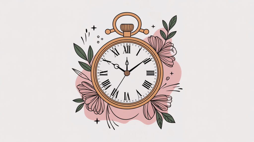 Illustration tatouage horloge femme style élégant et féminin