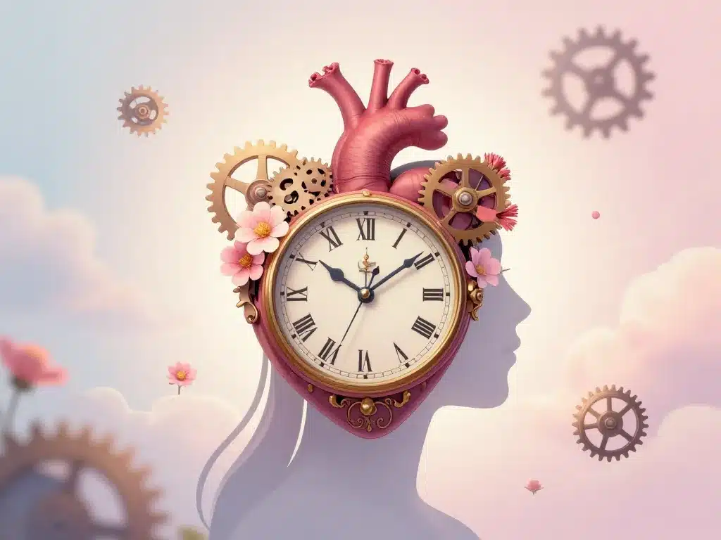 Tatouage horloge femme silhouette coeur signification