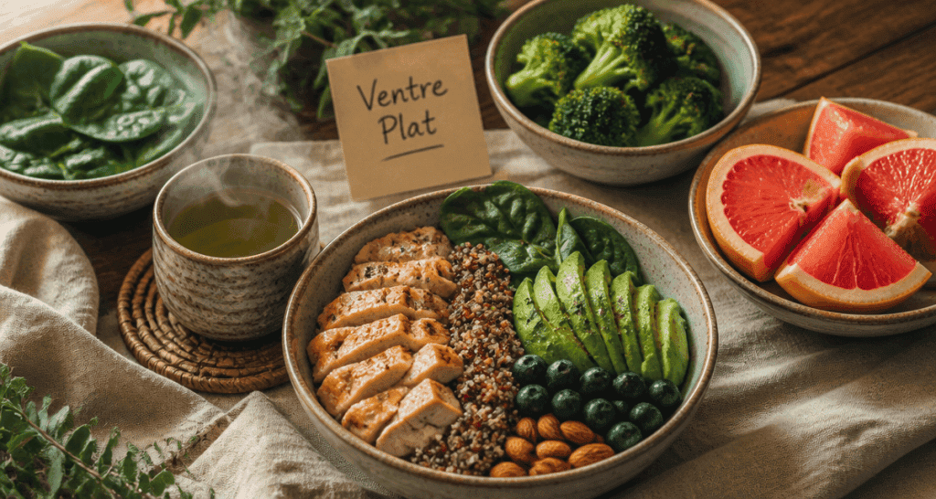 aliment pour perdre le ventre sur table rustique