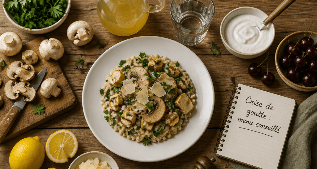 alimentation pour crise de goutte risotto champignons tofu