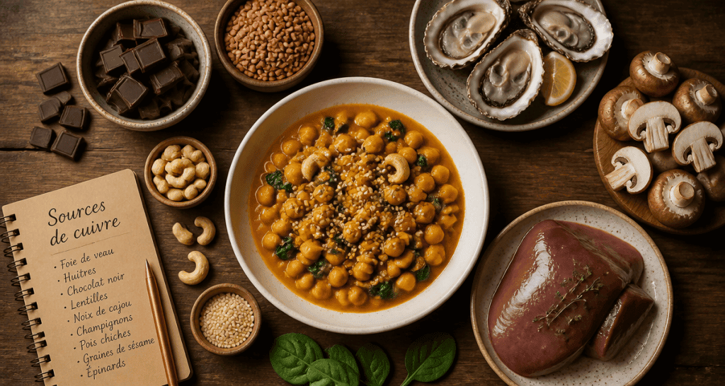 assortiment aliments riches en cuivre