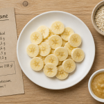 calorie 1 banane sans peau assiette rondelles fiche nutrition