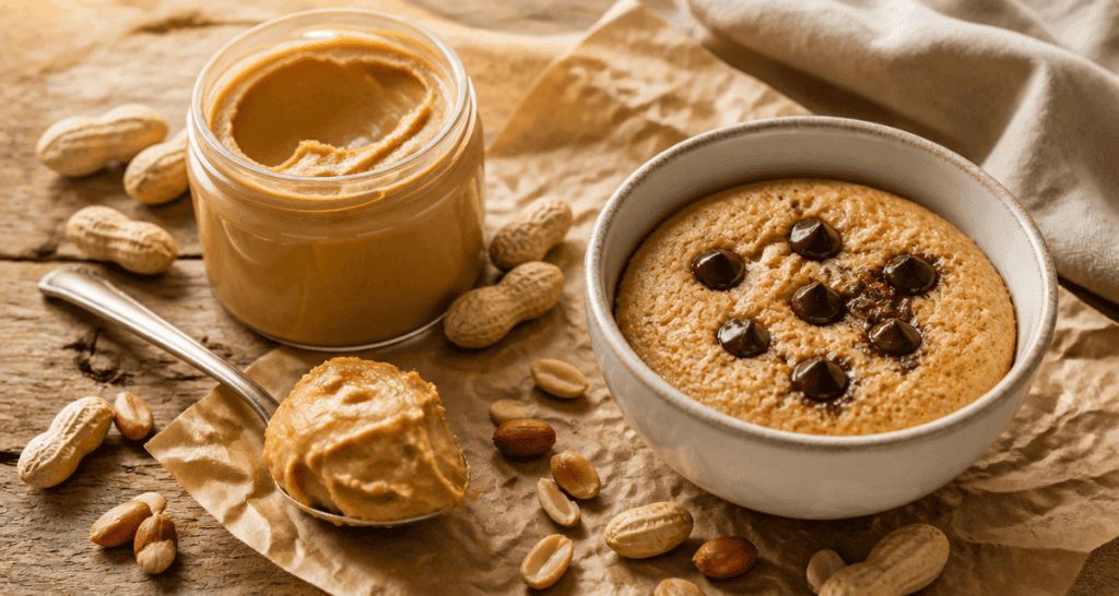 calorie beurre de cacahuete et bowlcake sur table