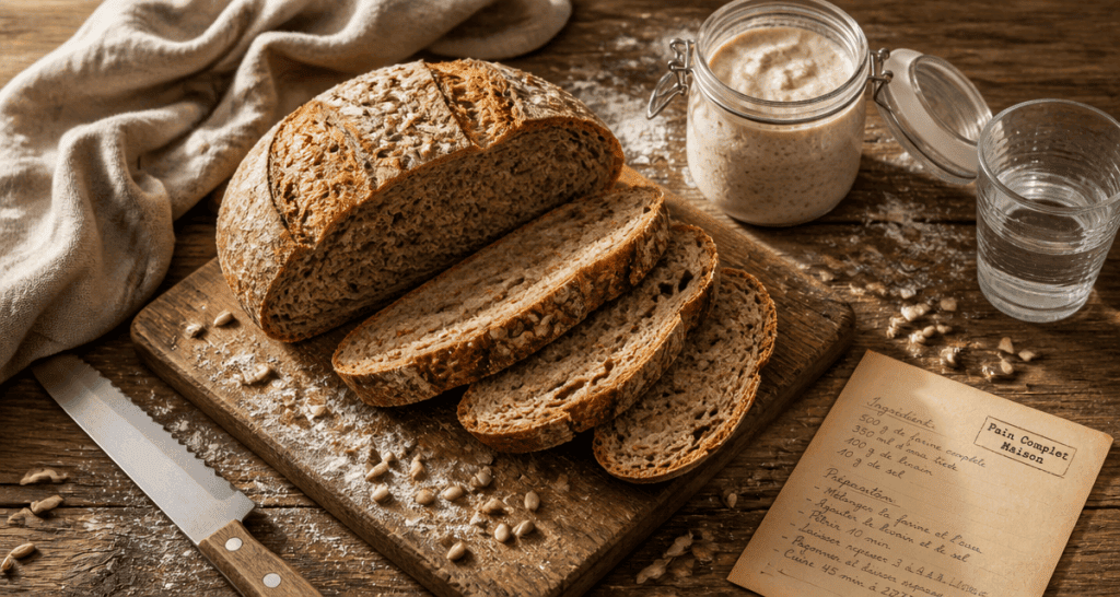 Calories dans le pain complet artisanal sur planche