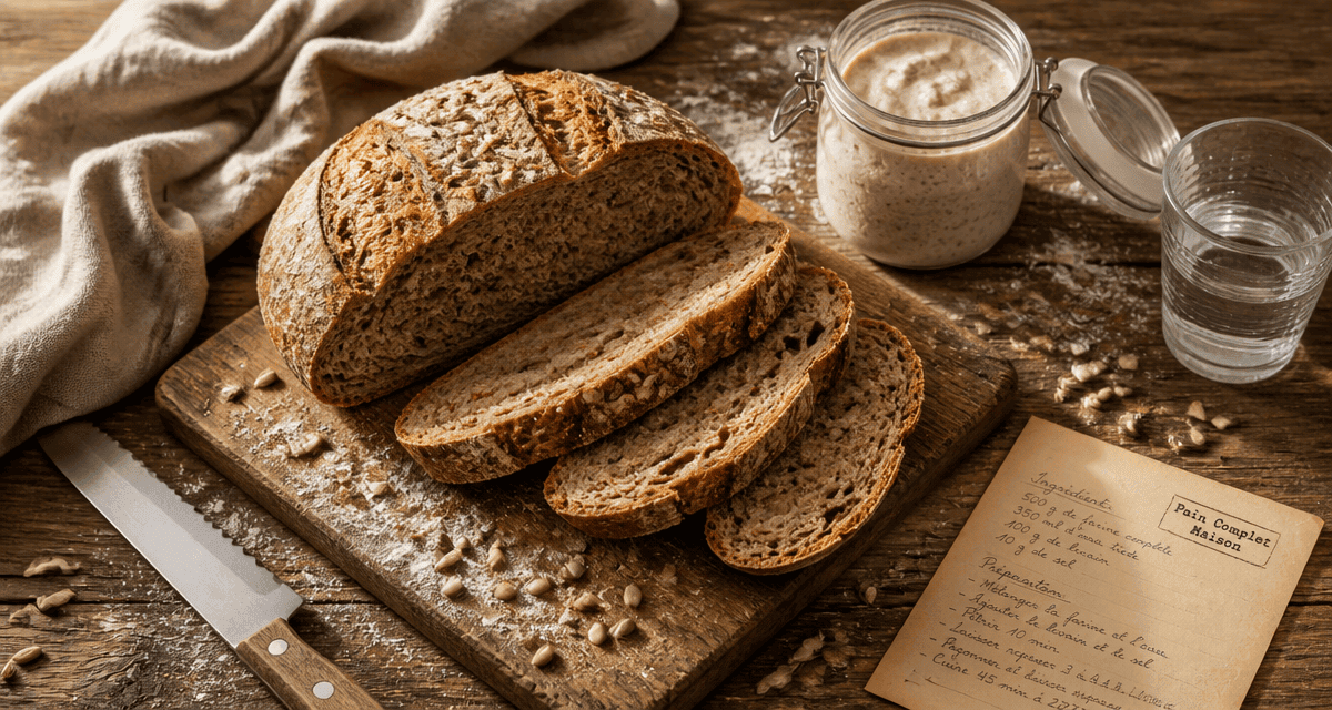 Calories dans le pain complet artisanal sur planche