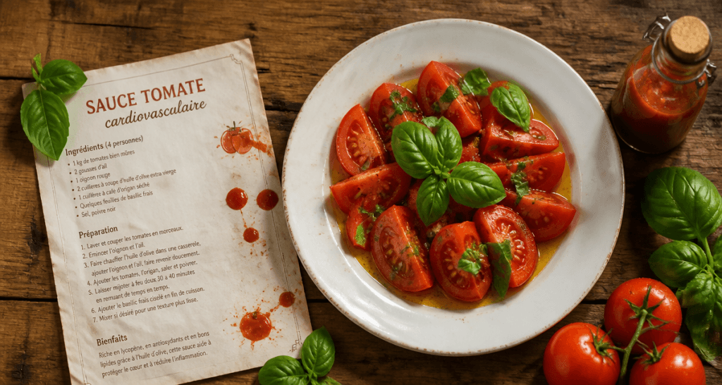 effet de la tomate sur le sang, assiette tomates basilic