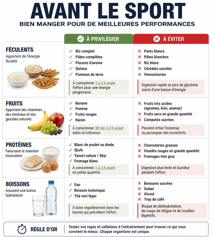 Infographie nutritionnelle : que manger avant le sport pour optimiser ses performances