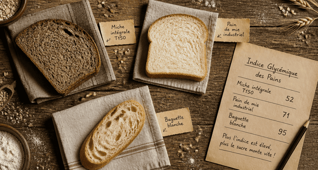 indice glycemique du pain complet tranches variées