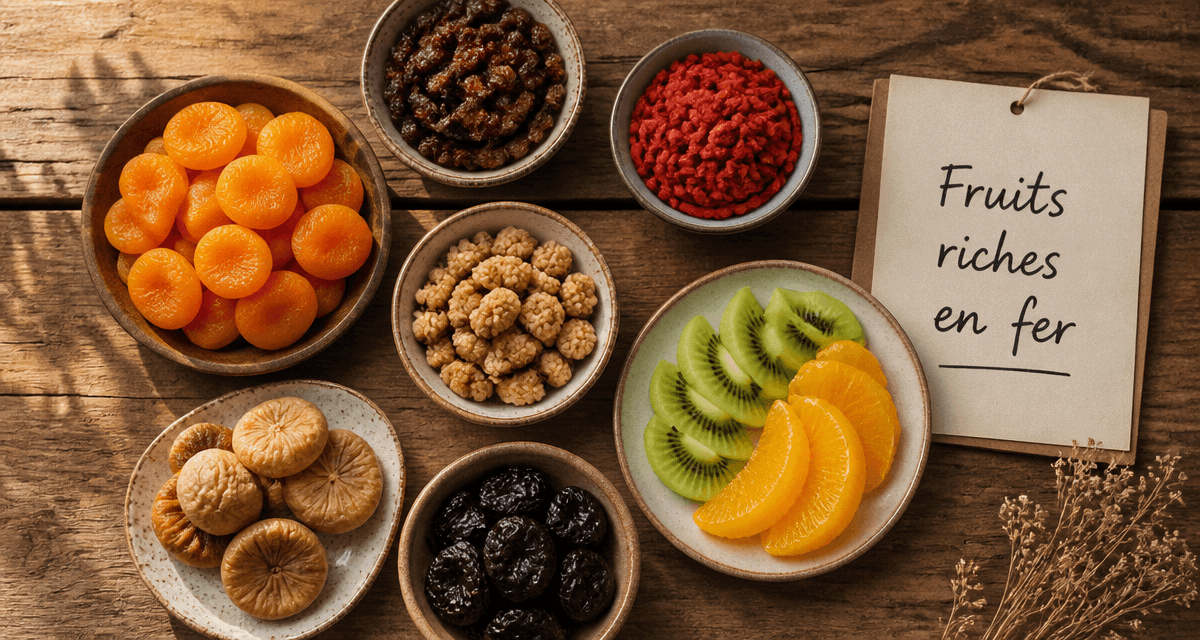 Les fruits riches en fer en bols sur table