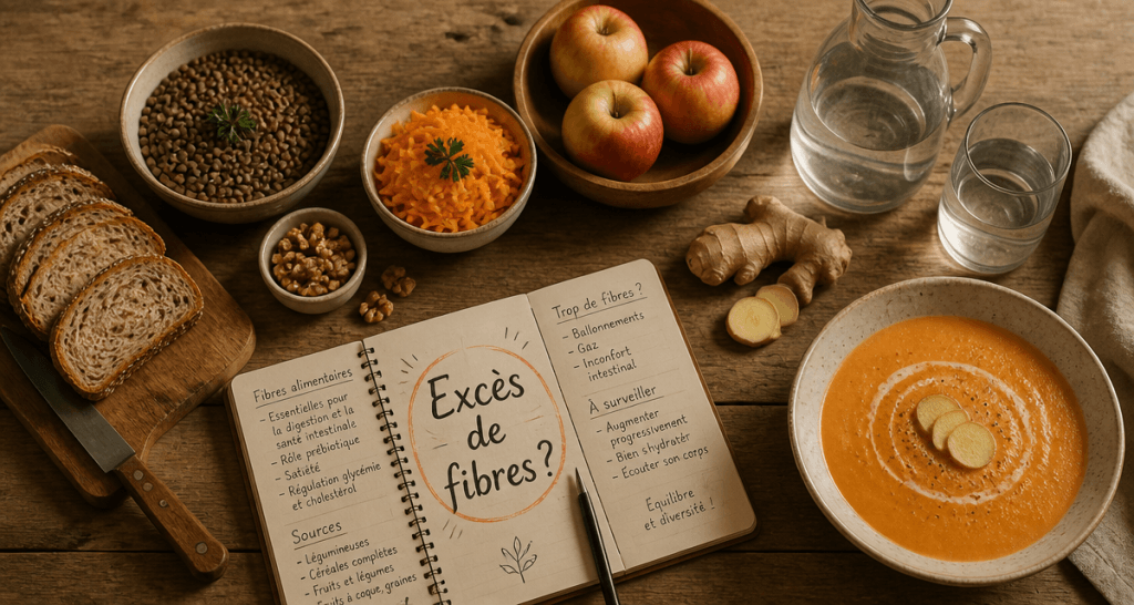manger trop de fibres aliments sur table