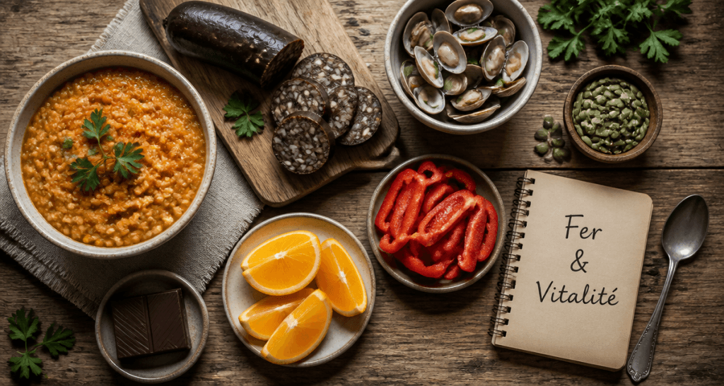 manque de fer quoi manger aliments sur table