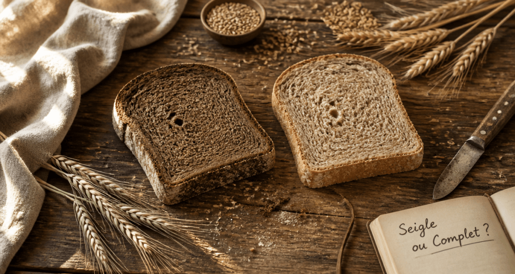 Pain de seigle ou pain complet sur table rustique
