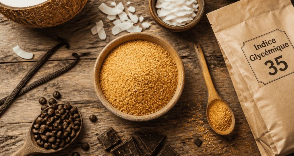 sucre de coco indice glycemique bol et cuillère