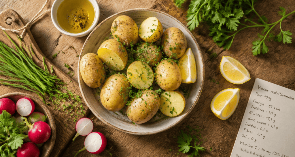 Valeur nutritionnelle pommes de terre sur table rustique