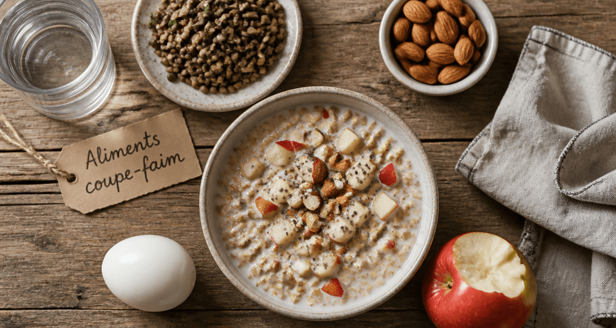 aliment qui coupe la faim bol flocons avoine pomme amandes