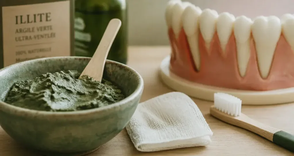 Argile verte et déchaussement des dents : bol d’argile verte et gencives stabilisées
