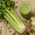 Bienfaits du celeri en branche : tiges vertes, 16 kcal, fibres, anti-inflammatoire