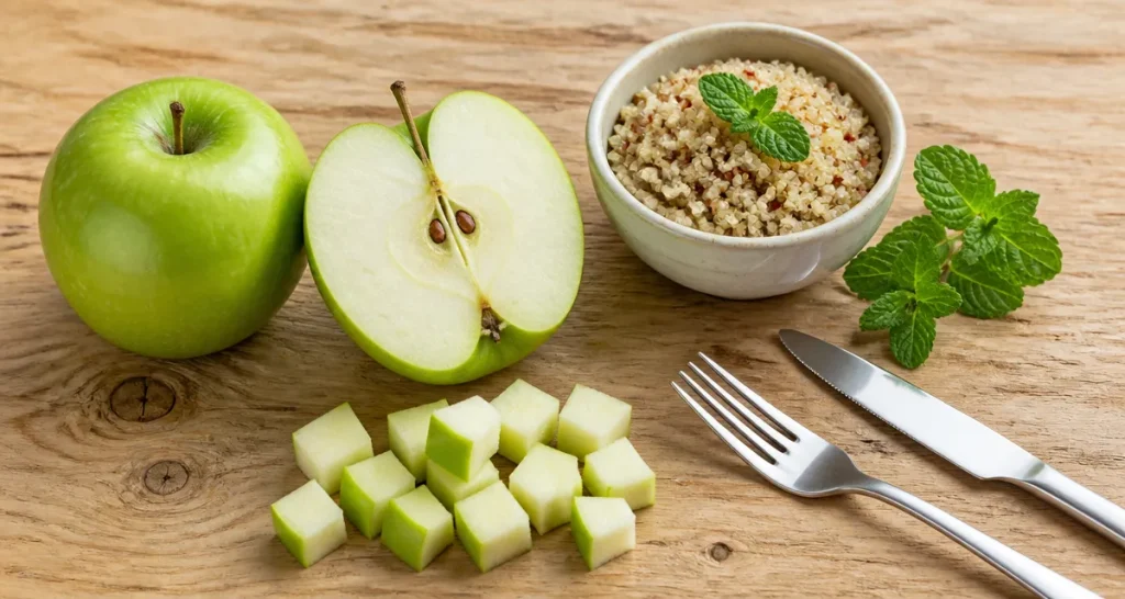 Calories dans une pomme verte : 52 kcal aux 100g, pomme verte Granny Smith.