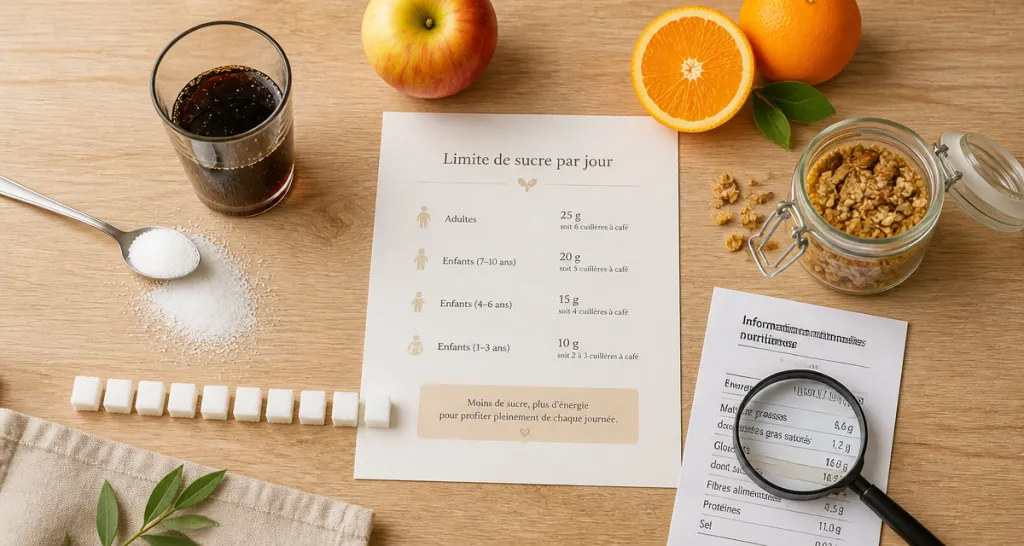 combien de sucre par jour visuel avec soda sucre fruits granola