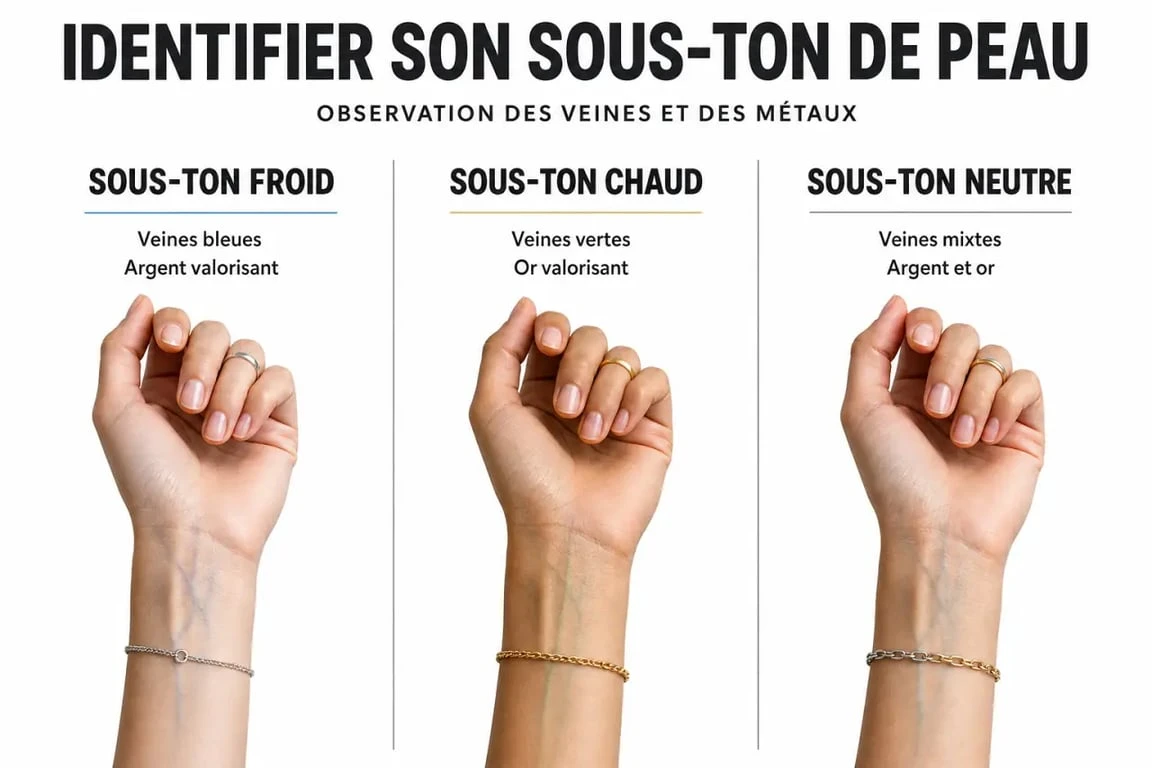 Infographie illustrant comment déterminer son sous-ton de peau pour trouver sa teinte de fond de teint idéale