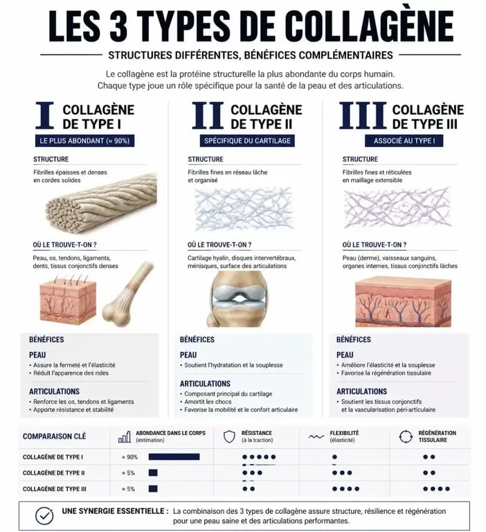 Infographie des bienfaits du collagène Nutri & Co pour la peau et les articulations