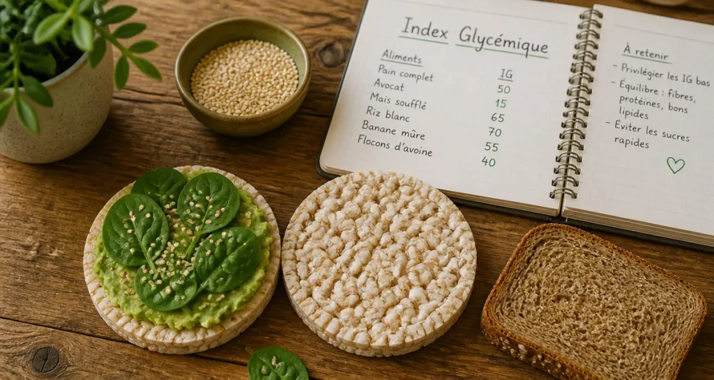 Galettes de maïs bon ou mauvais sur table avec avocat et carnet