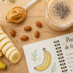 proteine dans une banane avec beurre de cacahuète et smoothie