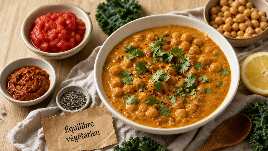 Que mange un vegetarien : curry de pois chiches et équilibre végétarien